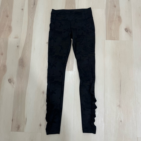 Lululemon Speed Tight 30" Inseam Tight Camo Black Gray Women's 4 Ruched - Picture 2 of 13